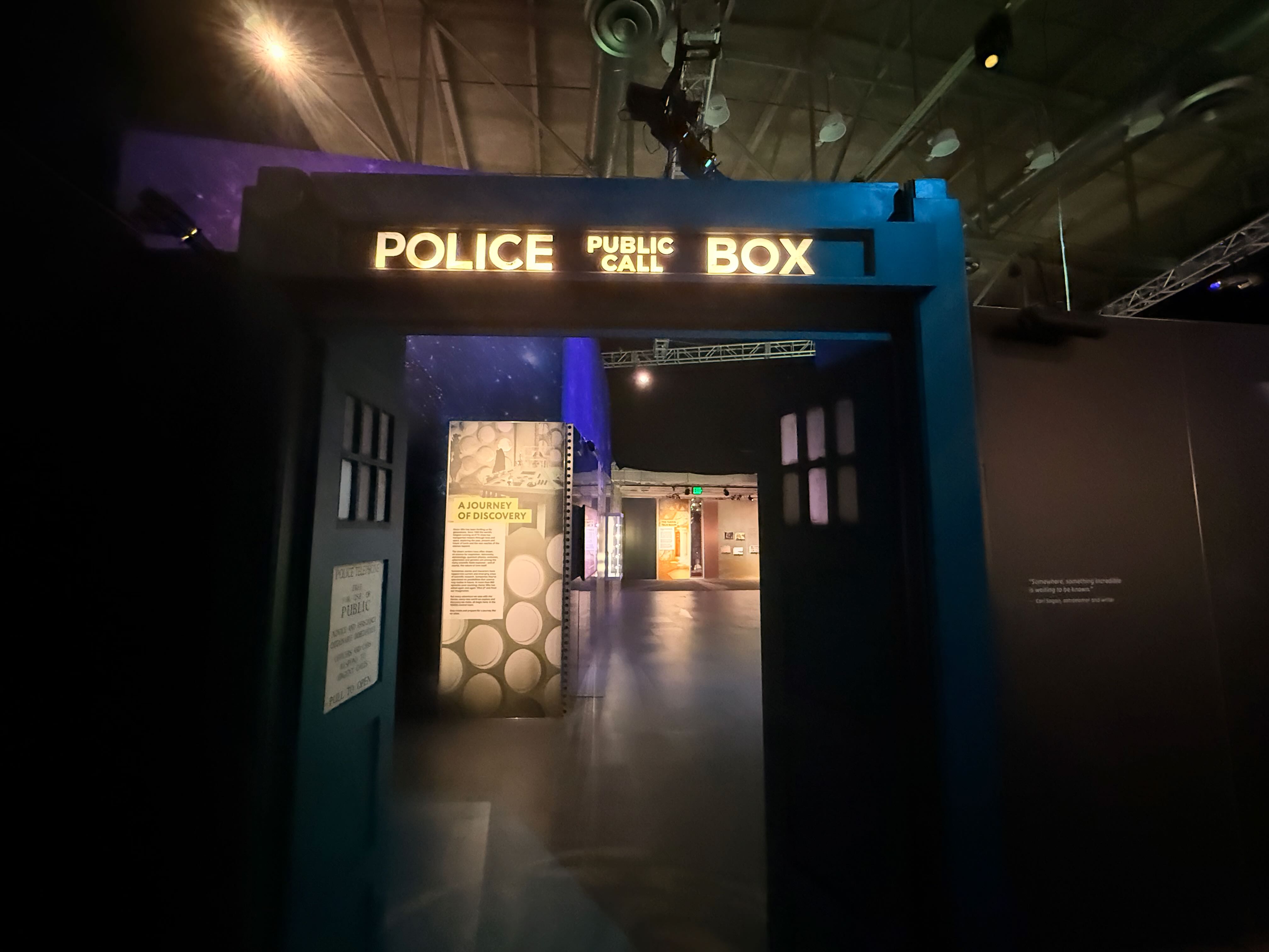 Exhibition entrance shaped like the TARDIS