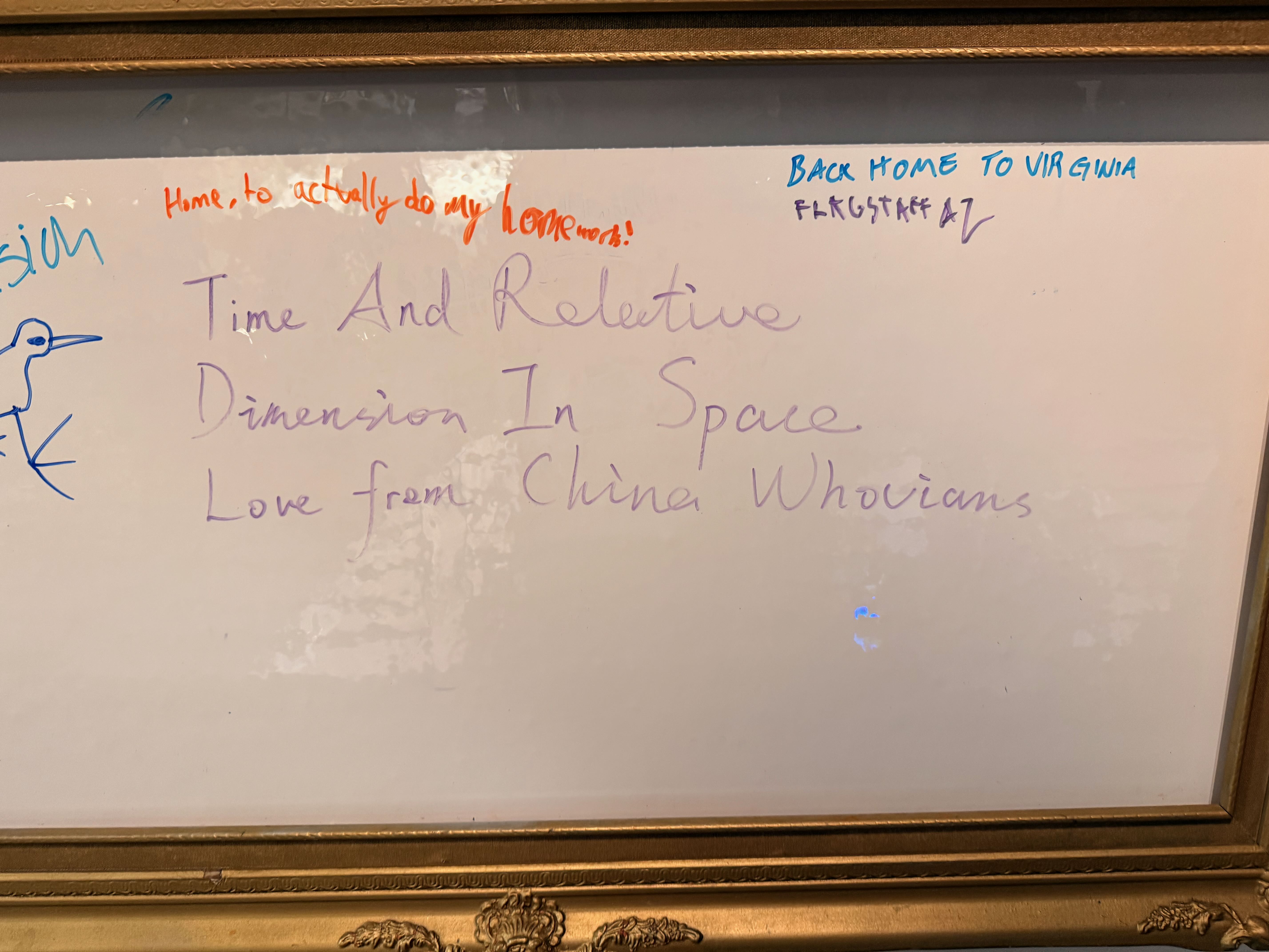 The whiteboard message left at the exhibition